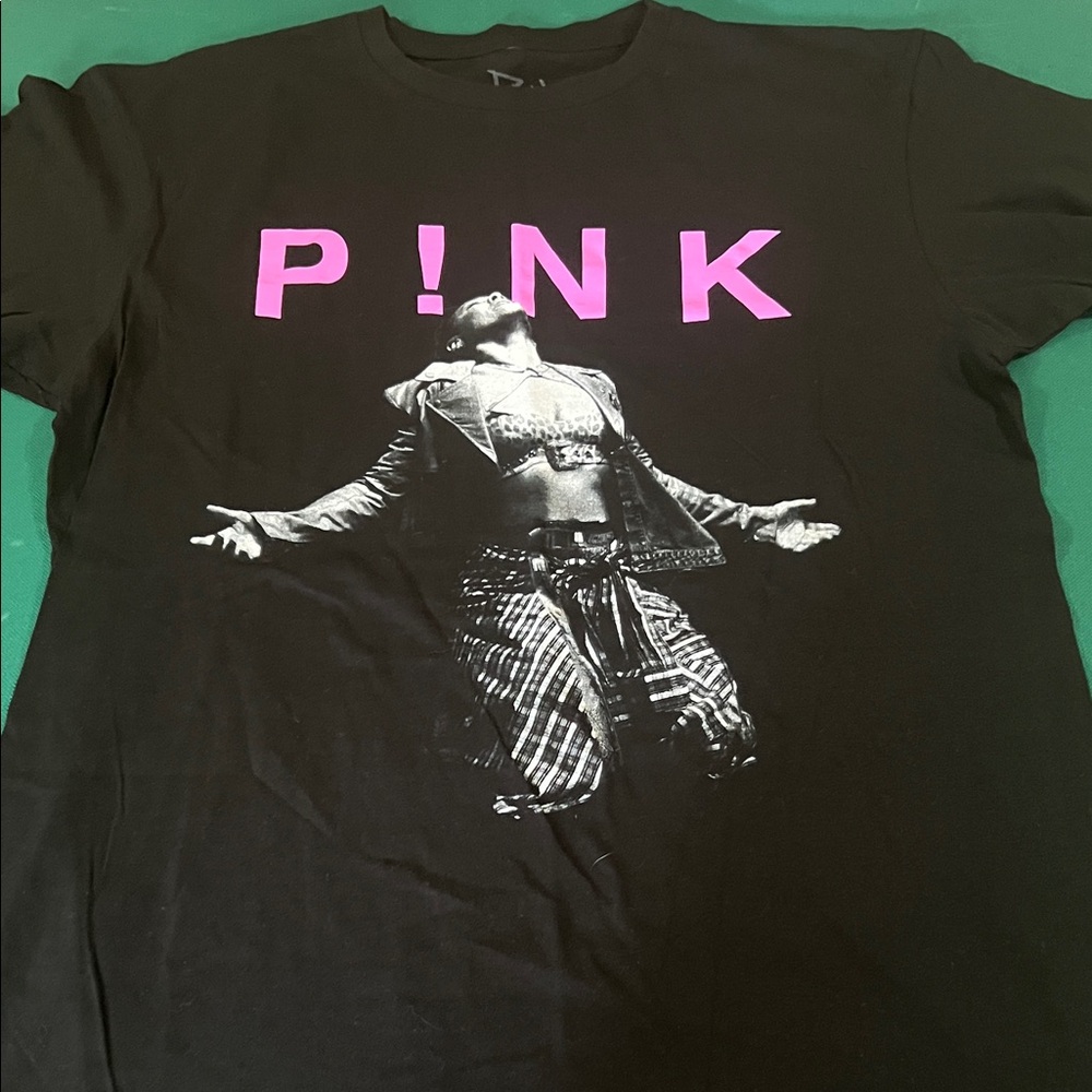 PINK Victoria's Secret Black Graphic Tee with Pink Logo NWOT